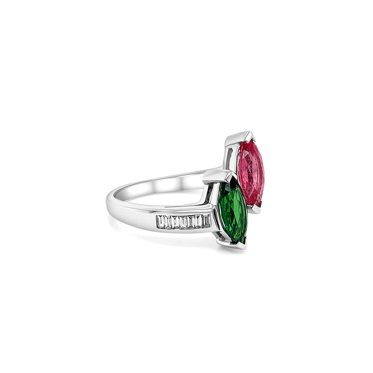 Marquise Tsavorite, Spinel & Diamond Ring