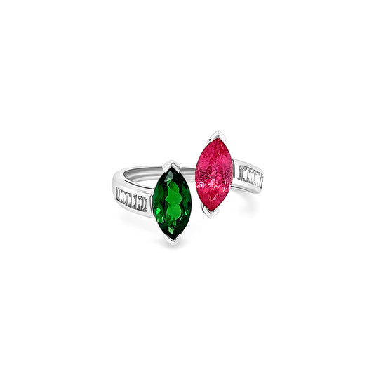 Marquise Tsavorite, Spinel & Diamond Ring