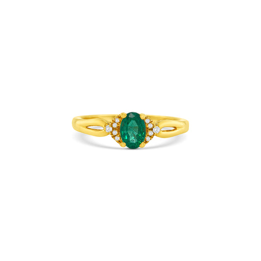 Oval Cut Emerald & Diamond Ring