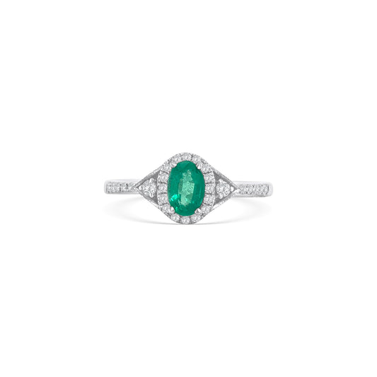 Oval Cut Emerald & Diamond Ring