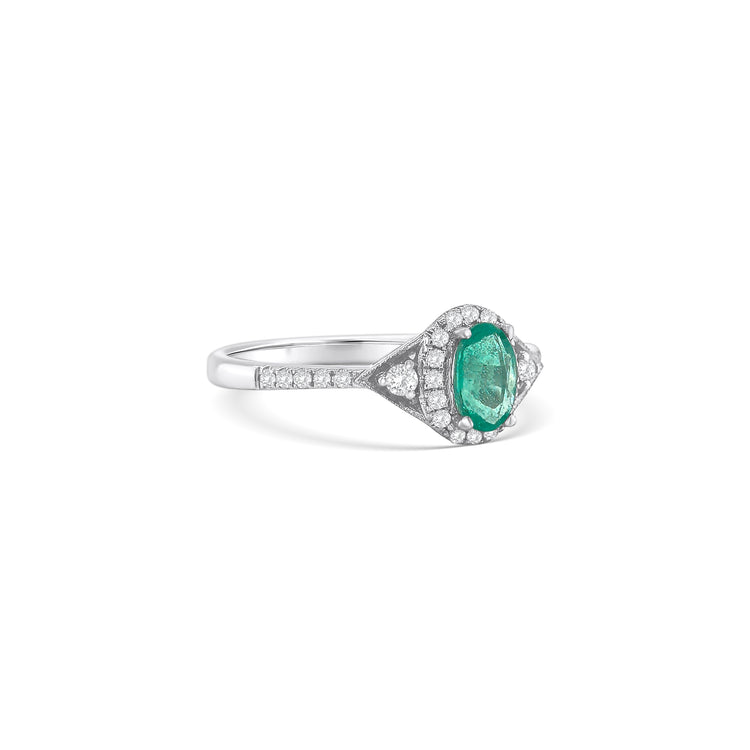 Oval Cut Emerald & Diamond Ring