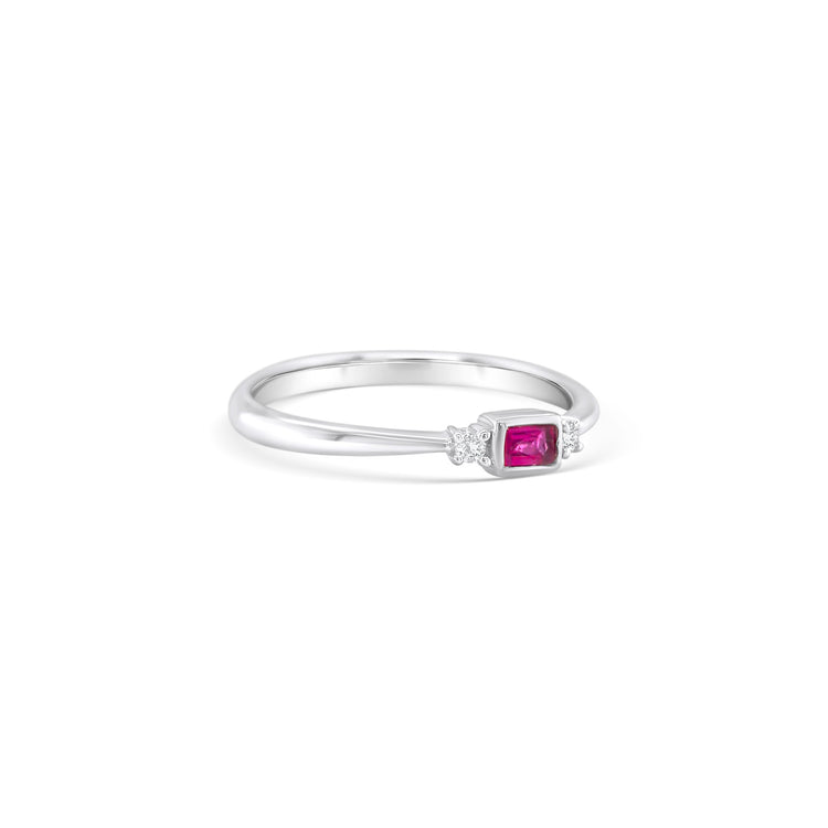 Rectangular Cut Ruby & Diamond Ring
