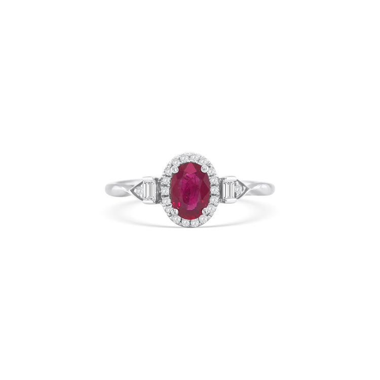 Oval Cut Ruby & Diamond Ring