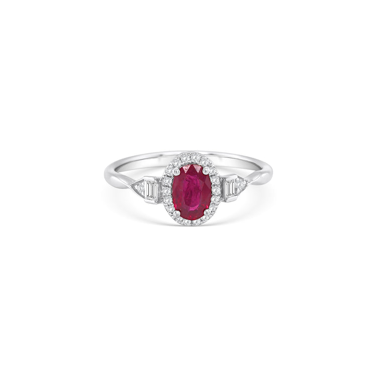 Oval Cut Ruby & Diamond Ring