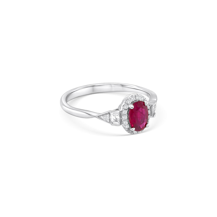 Oval Cut Ruby & Diamond Ring