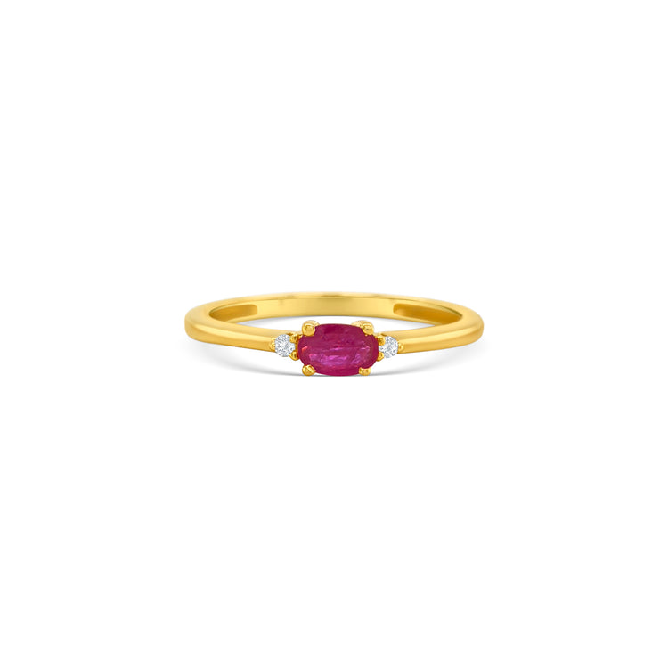 Oval Cut Ruby & Diamond Trilogy Ring