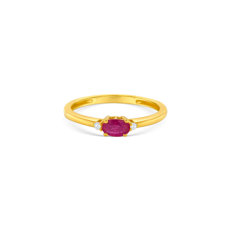Oval Cut Ruby & Diamond Trilogy Ring