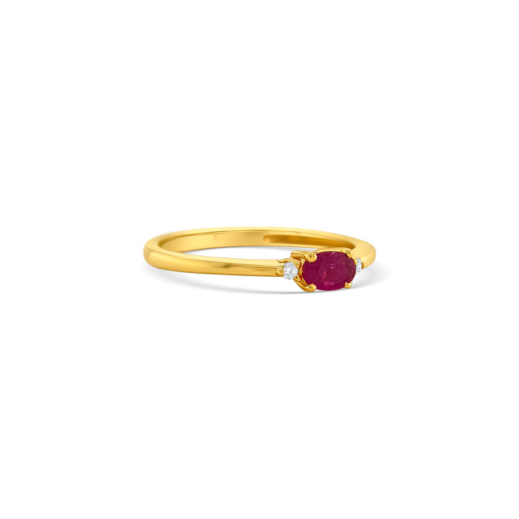 Oval Cut Ruby & Diamond Trilogy Ring