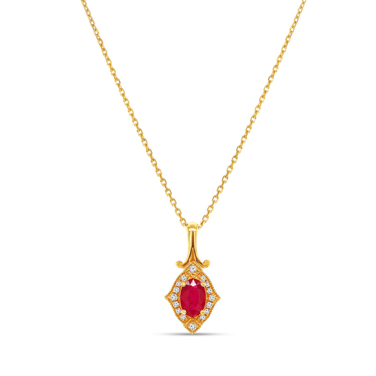 Oval Cut Ruby & Diamond Pendant