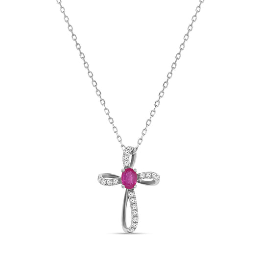 Oval Cut Ruby & Diamond Pendant