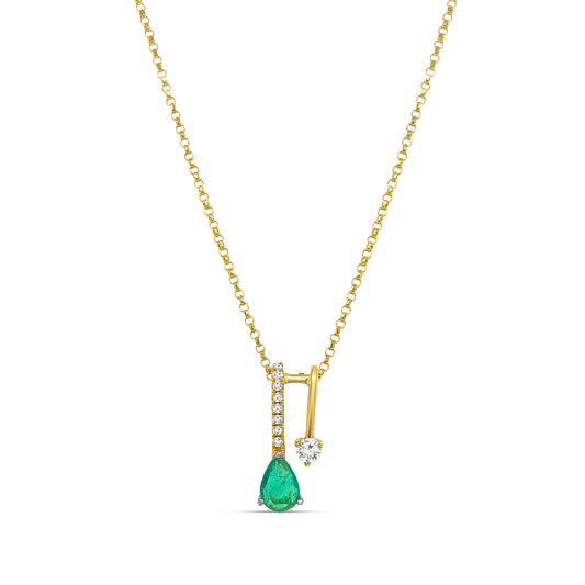 Pear Shape Emerald & Diamond Pendant
