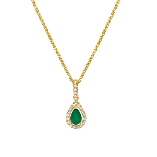 Pear Shape Emerald & Diamond Halo Pendant