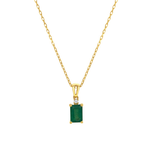 Emerald Cut Emerald & Diamond Pendant