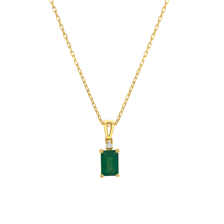 Emerald Cut Emerald & Diamond Pendant