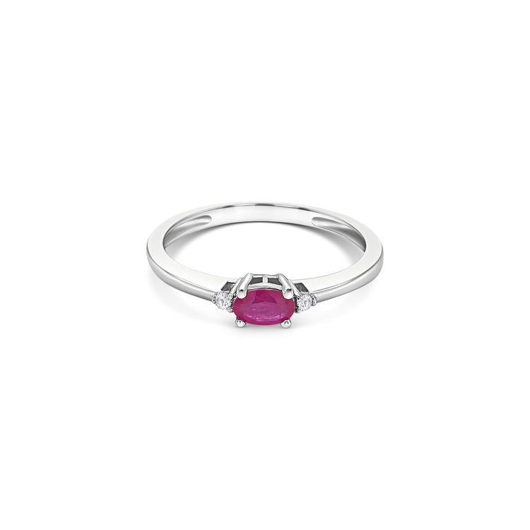 Oval Cut Ruby & Diamond Trilogy Ring