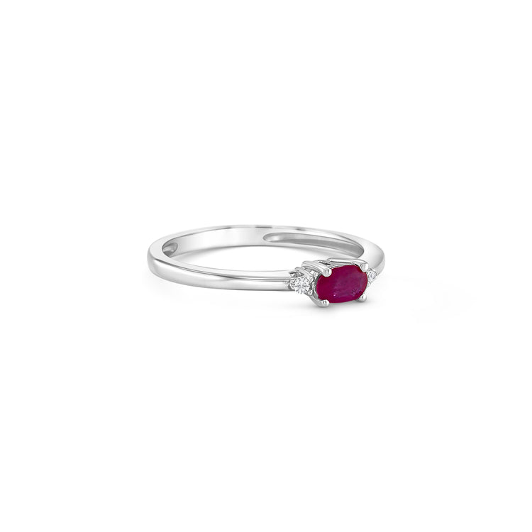 Oval Cut Ruby & Diamond Trilogy Ring