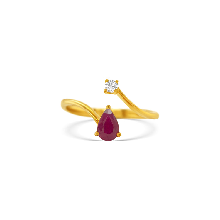 Pear Shape Ruby & Diamond Ring