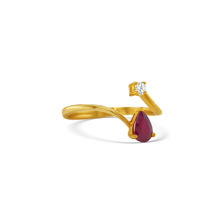 Pear Shape Ruby & Diamond Ring