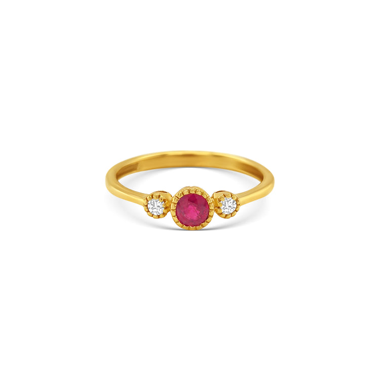 Round Cut Ruby & Diamond Ring
