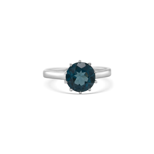 Round Cut London Blue Topaz Ring