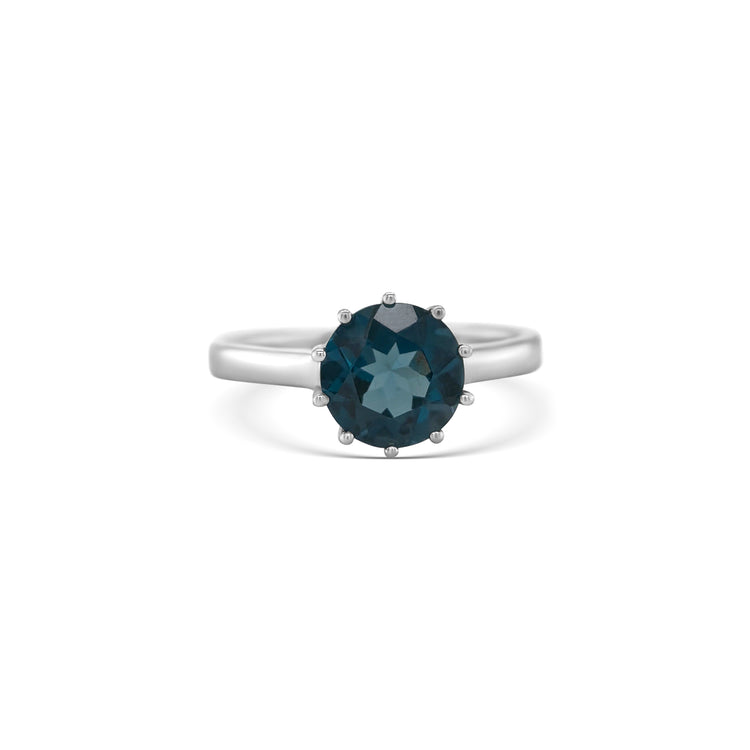 Round Cut London Blue Topaz Ring