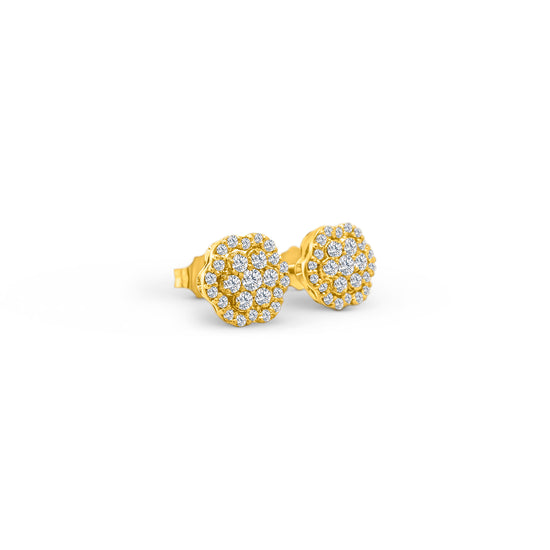 Round Brilliant Floral Diamond Stud Earrings, Diamond Flower Earrings, Elegant Floral Diamond Studs, Sparkling Floral Studs, Floral Design Diamond Earrings, Brilliant Cut Diamond Studs, Floral-inspired Diamond Studs, Sophisticated Floral Diamond Earrings
