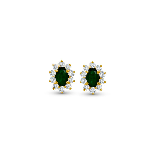Oval Emerald Diamond Halo Stud Earrings, Oval Emerald Earrings, Diamond Halo Earrings, Stud Earrings, Emerald Jewelry, Diamond Jewelry, Halo Earrings, Oval Earrings, Elegant Earrings, Precious Stone Earrings.