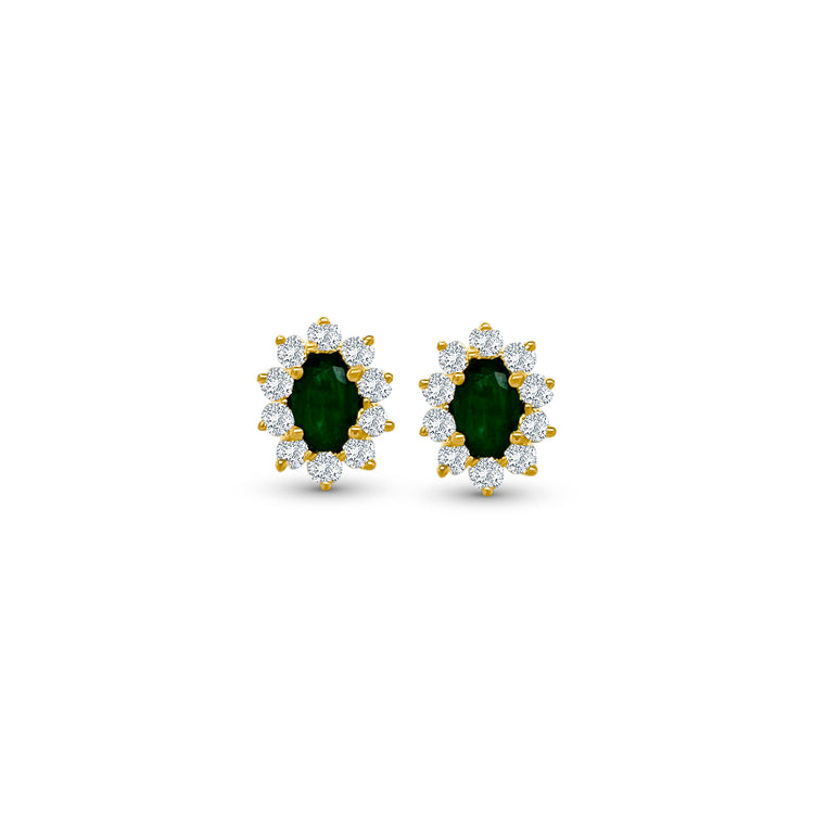 Oval Emerald Diamond Halo Stud Earrings, Oval Emerald Earrings, Diamond Halo Earrings, Stud Earrings, Emerald Jewelry, Diamond Jewelry, Halo Earrings, Oval Earrings, Elegant Earrings, Precious Stone Earrings.