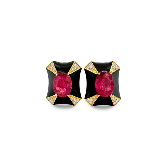 "Tourmaline & Diamond Stud Earrings," "Tourmaline Earrings," "Diamond Earrings," "Fine Jewelry," "Luxury Earrings," "Fashion Earrings," "Tourmaline Jewelry," "Sparkling Stud Earrings," "Statement Earrings," "Elegant Jewelry," "Special Occasion Earrings," "Tourmaline and Diamond Studs," "Timeless Jewelry," "Handcrafted Earrings," "Gemstone Stud Earrings."