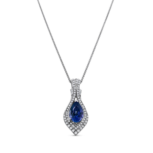 Oval Tanzanite Pendant, Tanzanite Jewelry, Diamond Accents, Tanzanite Necklace, Gemstone Pendant, Fine Jewelry, Oval Pendant, Diamond and Tanzanite Pendant, Luxury Necklace, Elegant Jewelry