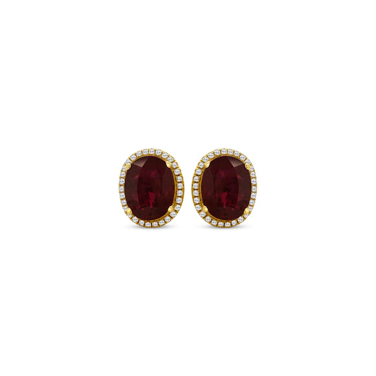 "Oval Ruby & Diamond Halo Stud Earrings": "Oval Ruby Earrings," "Diamond Halo Studs," "Ruby and Diamond Jewelry," "Gemstone Stud Earrings," "Fine Jewelry Accessories," "Luxury Earring Collection," "Red Gemstone Studs," "Sparkling Diamond Accents," "Elegant Gemstone Jewelry," "Statement Earrings."