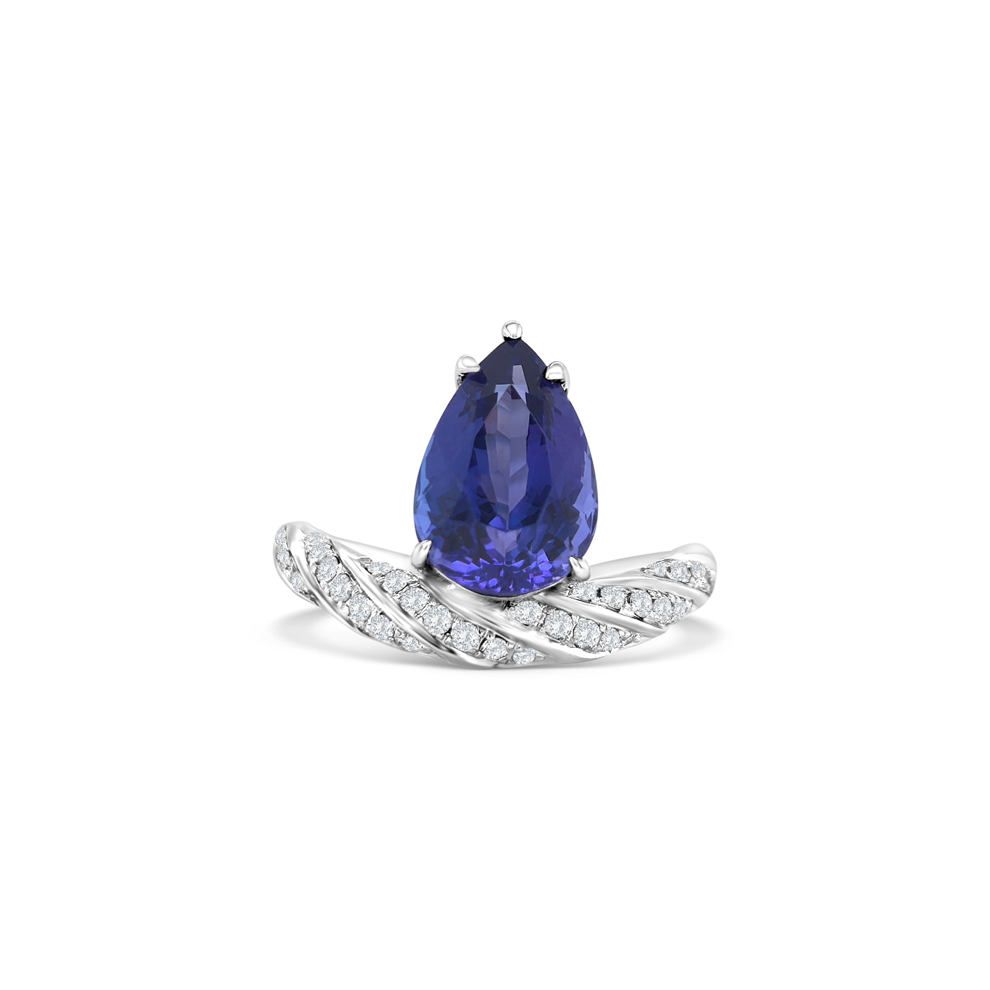 Pear Shape Tanzanite & Diamond Ring, Tanzanite Ring, Diamond Ring, Pear Shape Gemstone, Tanzanite Jewelry, Diamond Jewelry, Pear Shape Ring, Tanzanite and Diamond Design, Elegant Tanzanite Ring, Fine Jewelry Ring.