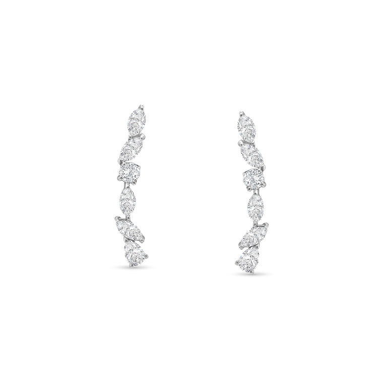 Marquise & Round Brilliant Cut Diamond Drop Earrings