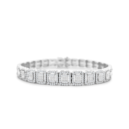 Baguette & Round Brilliant Cut Diamond Bracelet – Timeless Elegance