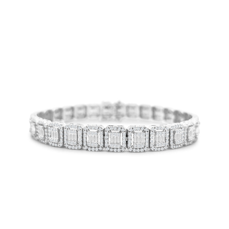 Baguette & Round Brilliant Cut Diamond Bracelet – Timeless Elegance