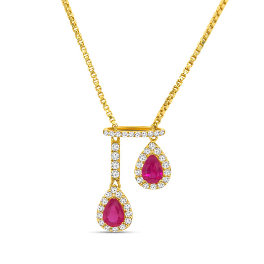 Pear Shape Ruby & Diamond Necklace