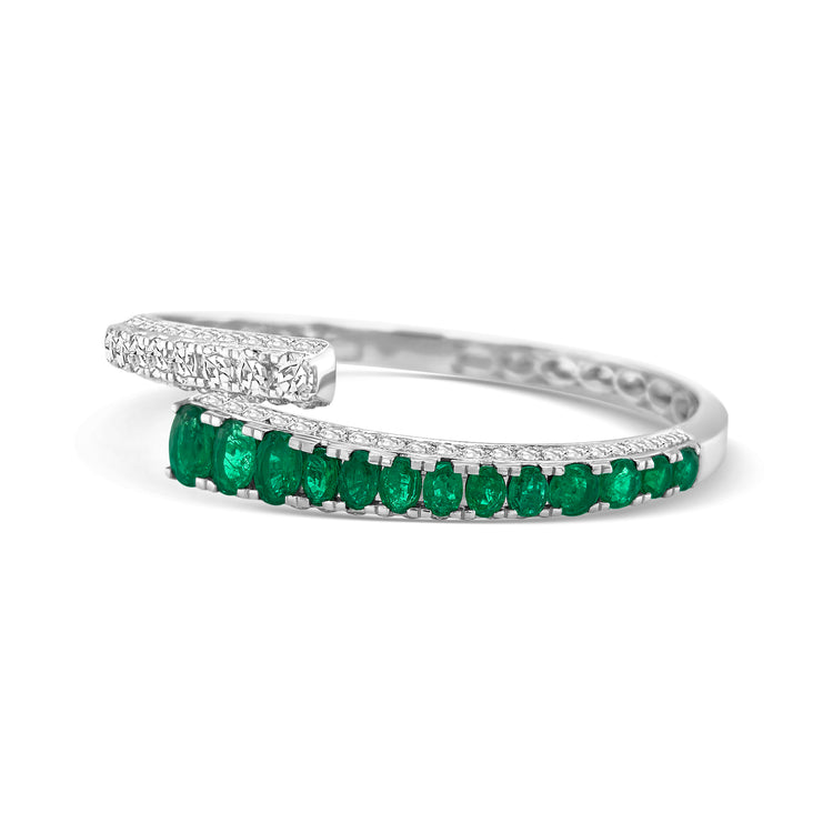 Oval Cut Emeralds & Diamond Bangle