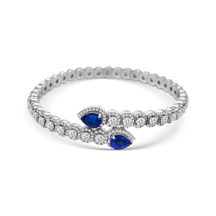 Pear Shaped Tanzanite & Round Brilliant Diamond Bangle