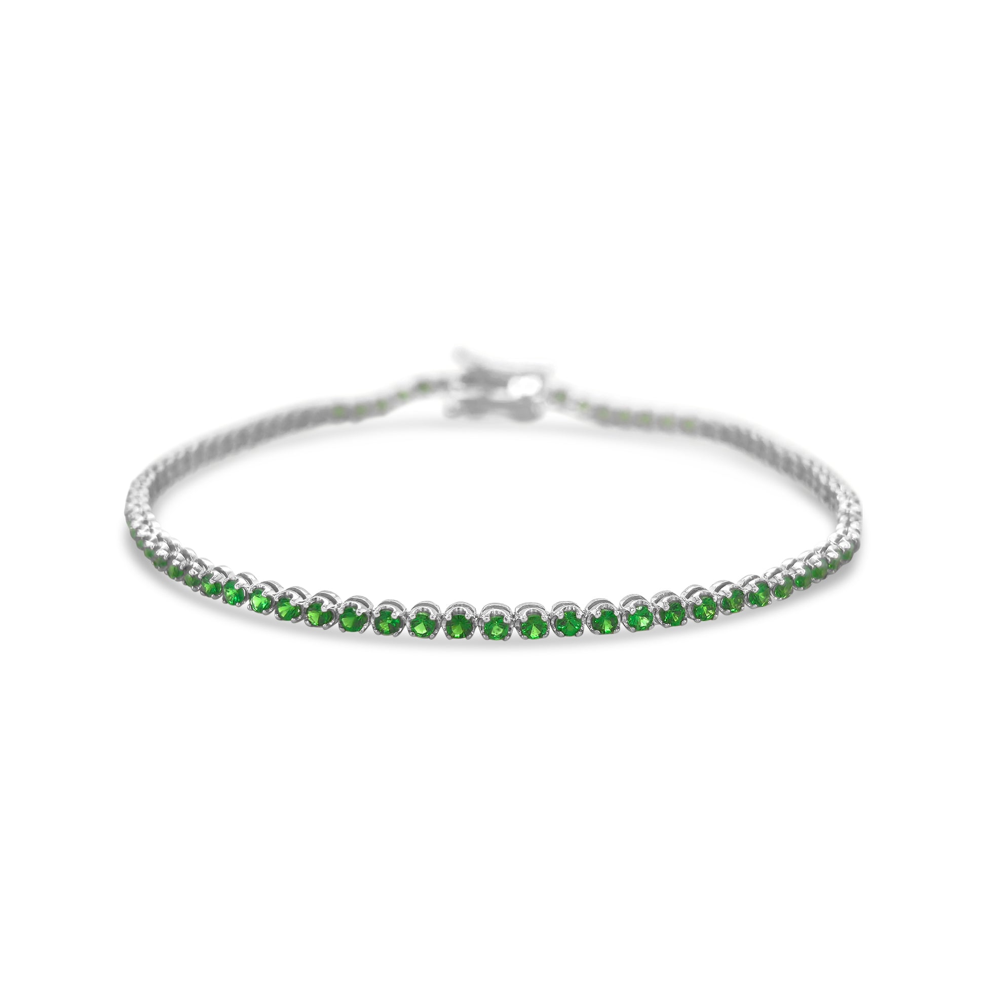 Elegant round Tsavorite green gemstone bracelet in gold setting, Luxury Tsavorite bracelet featuring round-cut green garnet stones, Handcrafted round Tsavorite bracelet with adjustable chain, Fine jewelry round Tsavorite bracelet for women, Sparkling green Tsavorite bracelet for everyday and special occasions
