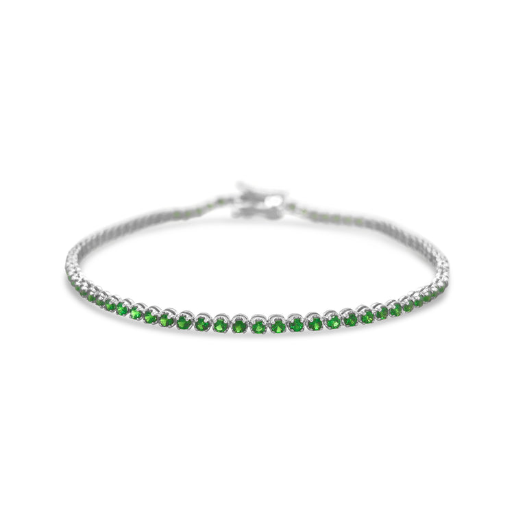Elegant round Tsavorite green gemstone bracelet in gold setting, Luxury Tsavorite bracelet featuring round-cut green garnet stones, Handcrafted round Tsavorite bracelet with adjustable chain, Fine jewelry round Tsavorite bracelet for women, Sparkling green Tsavorite bracelet for everyday and special occasions