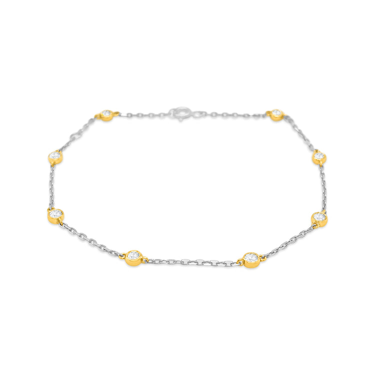 Two Tone Round Brilliant Cut Diamond Bracelet