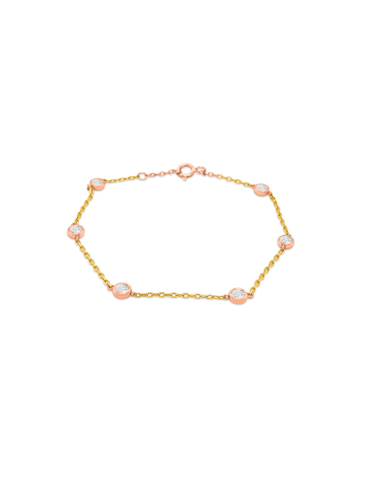 Two Tone Round Brilliant Cut Diamond Bracelet