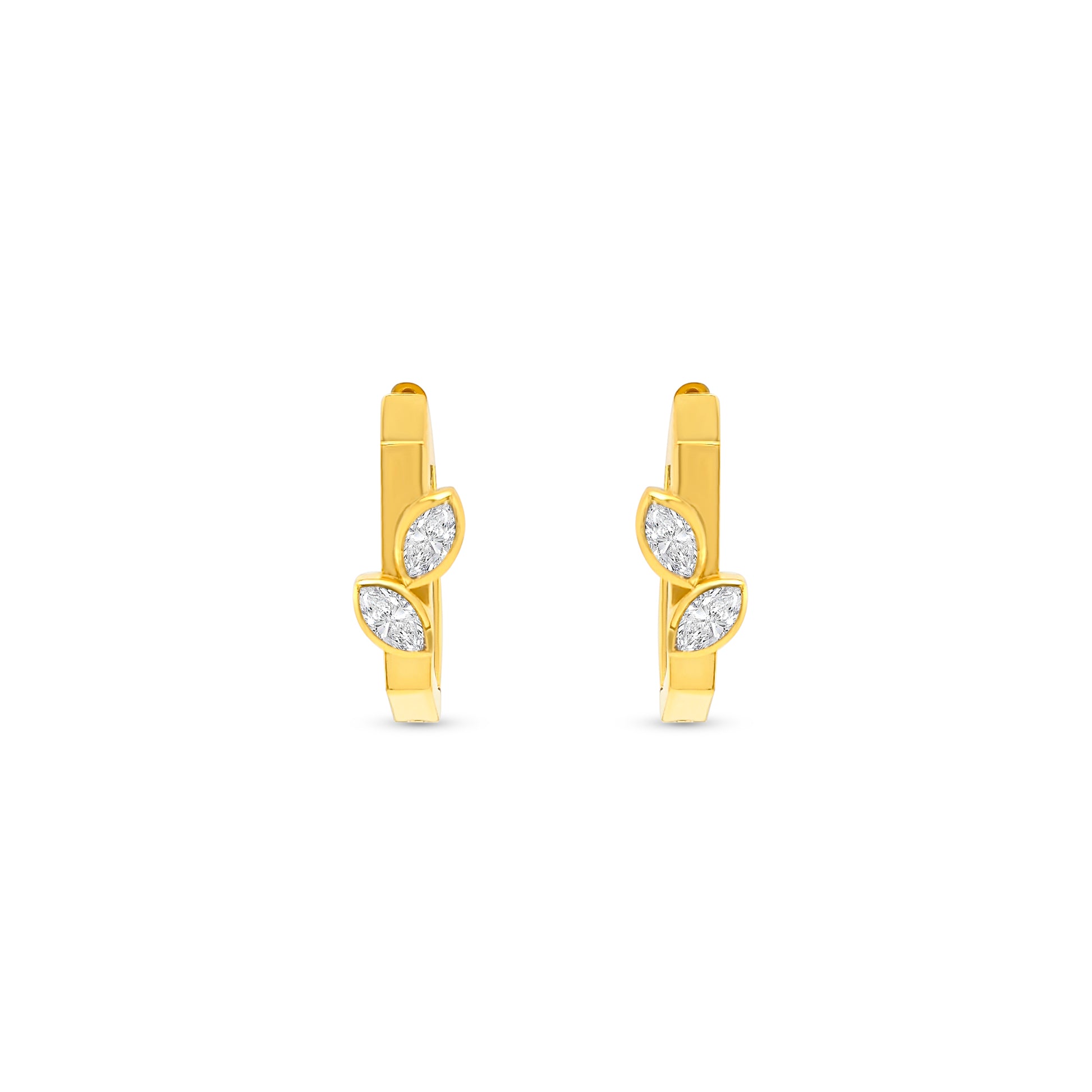 Elegant marquise cut diamond huggy earrings in gold setting, Luxury marquise diamond huggy earrings for women, Handcrafted marquise cut diamond huggy earrings, Sparkling marquise diamond huggy earrings for everyday wear, Fine jewelry marquise diamond huggy earrings