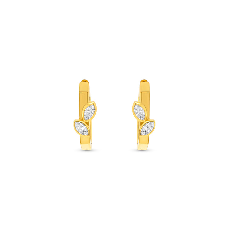 Elegant marquise cut diamond huggy earrings in gold setting, Luxury marquise diamond huggy earrings for women, Handcrafted marquise cut diamond huggy earrings, Sparkling marquise diamond huggy earrings for everyday wear, Fine jewelry marquise diamond huggy earrings