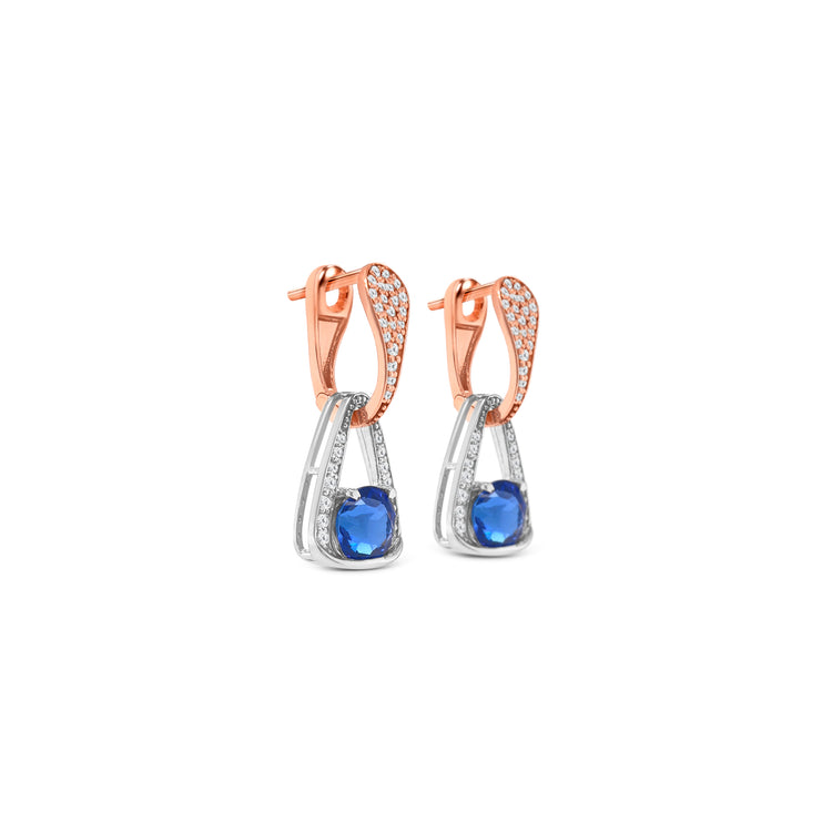 Round Tanzanite & Diamond Drop Earrings