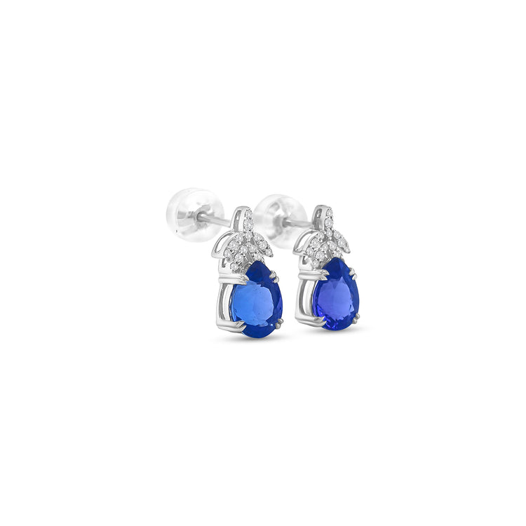 Pear Shape Tanzanite & Diamond Stud Earrings