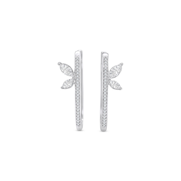 Marquise & Round Brilliant Cut Diamond Wing Hoop Earrings