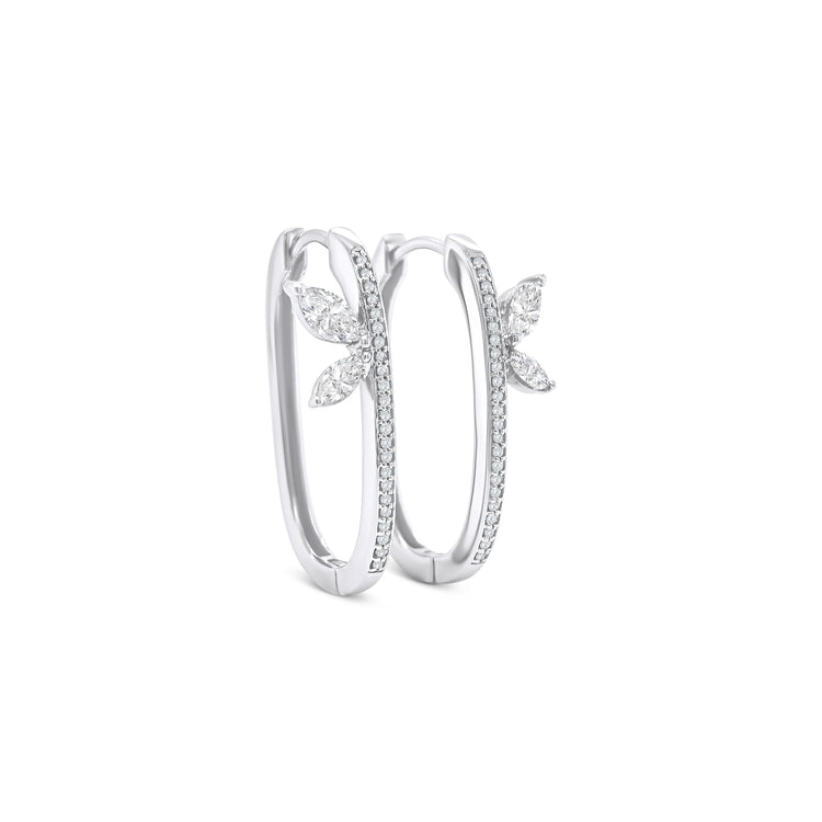 Marquise & Round Brilliant Cut Diamond Wing Hoop Earrings