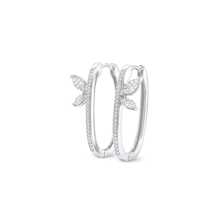 Marquise & Round Brilliant Cut Diamond Wing Hoop Earrings