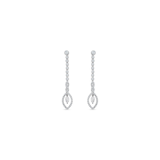 Round & Marquise Cut Diamond Drop Earrings